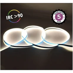 Bandeau LED COB 6000K - 5m - 320 LED/m - 9W/m - IP20 - 24V - Garantie 5 ans