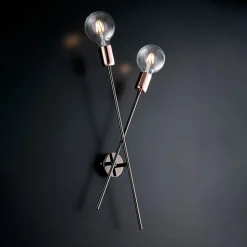 Bloom Applique en fer chromé, noir et cuivre 2 lumières L.20 D.9 BL200-AP2-NR