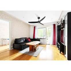 Bolt black, Ventilateur déstratificateur d'air, pales bois laquées noires 132 Cm, moteur noir, avec point lumineux LED.