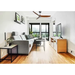 Bolt chrome, Ventilateur déstratificateur d'air, pales bois sombres 132 Cm, moteur chrome sans lumière .