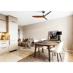 Bolt laiton , Ventilateur déstratificateur d'air, pales bois laquées sombres 132 Cm, moteur laiton sans lumière .