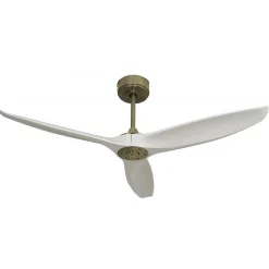 Bolt laiton , Ventilateur déstratificateur d'air, pales bois laquées blanc 132 Cm, moteur laiton sans lumière .