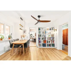 Bolt, Ventilateur déstratificateur d'air, pales bois sombre 166 Cm, moteur noir, 100 % efficace hiver/été avec lampe.