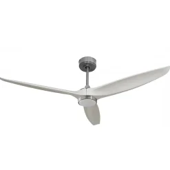 Bolt, Ventilateur déstratificateur d'air, moteur chrome pales bois blanc 166 Cm, 100 % efficace été/hivers, avec lampe