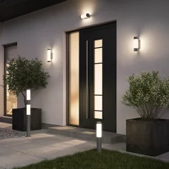 Borne Callisto taille S LED intégrée 1200lm 16W IP44 GoodHome gris anthracite