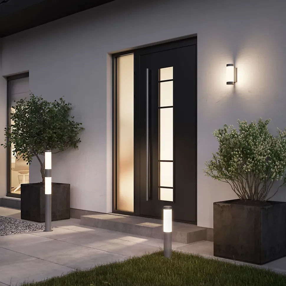 Borne Callisto taille S LED intégrée 1200lm 16W IP44 GoodHome gris anthracite