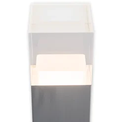 Borne d'éclairage extérieur LED 'Leah' en métal et plastique en acier brillant, LED intégré, luminaire d'allée