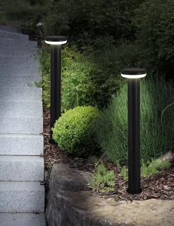 Borne d'éclairage extérieur LED 'Champignon' , en métal et plastique anthracite, avec LED intégrée