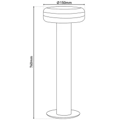 Borne d'éclairage extérieur LED 'Champignon' , en métal et plastique anthracite, avec LED intégrée