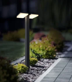 Borne d'éclairage extérieur LED 'Clair' , en métal anthracite, avec LED intégrée