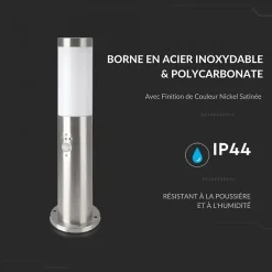 Borne de Jardin Acier Inoxydable avec Détecteur 110cm IP44 pour Ampoule E27 - SILAMP
