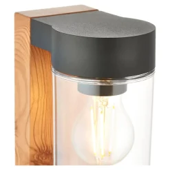 Borne d'extérieur Lovage effet bois marron et noir E27 IP44 10W GoodHome