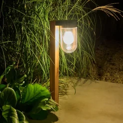 Borne d'extérieur Lovage effet bois marron et noir E27 IP44 10W GoodHome