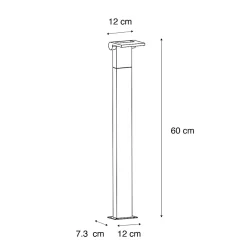 Borne d'extérieur moderne anthracite 60 cm avec LED IP54 - Zane