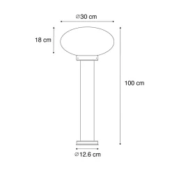 Borne d'extérieur moderne noire 100 cm - Elly