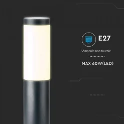 Borne Extérieur Anthracite 45cm IP44 pour Ampoule E27 - SILAMP