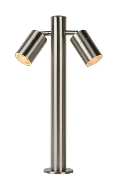 Borne extérieur ARNE-LED en acier avec 2xGU10 - Chrome Dépoli - Lucide