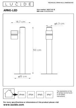 Borne extérieur ARNE-LED en acier avec 1xGU10 - Chrome Dépoli - Lucide