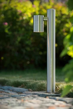 Borne extérieur ARNE-LED en acier avec 1xGU10 - Chrome Dépoli - Lucide