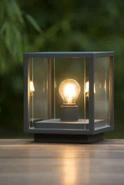 Borne extérieur CLAIRE en verre avec 1xE27 - Anthracite - Lucide