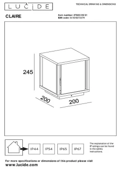 Borne extérieur CLAIRE en métal avec 1xE27 - Blanc - Lucide