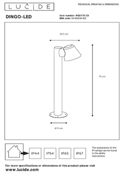Borne extérieur DINGO-LED en métal avec 1xGU10 - Anthracite - Lucide