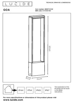 Borne extérieur GOA en aluminium avec LED intégré - Anthracite - Lucide