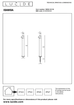 Borne extérieur IBAMBA en aluminium avec LED intégré - Noir - Lucide