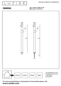 Borne extérieur IBAMBA en aluminium avec LED intégré - Noir - Lucide