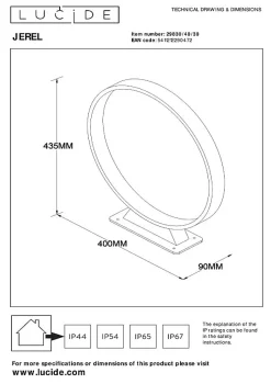 Borne extérieur JEREL en aluminium avec LED intégré - Noir - Lucide
