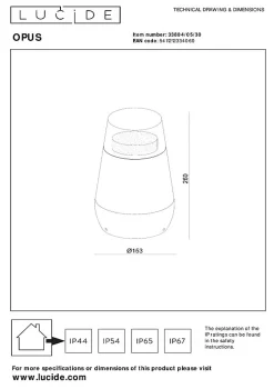 Borne extérieur OPUS en aluminium avec LED intégré - Noir - Lucide
