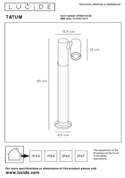Borne extérieur TATUM en aluminium avec LED intégré - Anthracite - Lucide