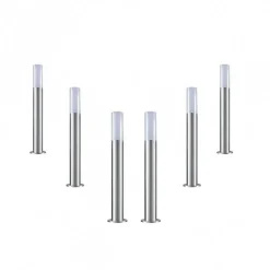 Borne Extérieure 60cm 220V IP65 ARGENT pour Ampoule E27 (Pack de 6) - SILAMP