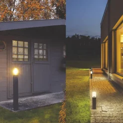 Borne extérieure RONDO P E27 Indigo - 18W - IP54 - Anthracite - Verre opalin - H 500mm