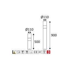 Borne extérieure RONDO P E27 Indigo - 18W - IP54 - Anthracite - Verre opalin - H 900mm