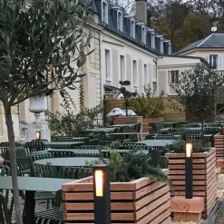 Borne LED rectangulaire AMONT Indigo - 7W - 3000K - IP54 - Anthracite/ Doré