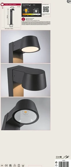 Borne lumineuse LED Capea favorable aux insectes IP44 500mm 2200K 6W 450lm 230V 98 Anthracite Aluminium