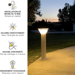 Borne Solaire Carrée Blanche 40CM - Pour Cour, Terrasse, Allée - Groupe DDC