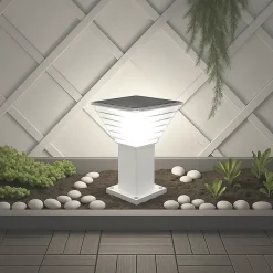 Borne Solaire Carrée Blanche 40CM - Pour Cour, Terrasse, Allée - Groupe DDC