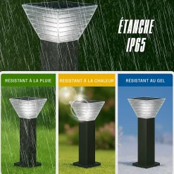 Borne Solaire Carrée Noire 40CM - Pour Cour, Terrasse, Allée - Groupe DDC