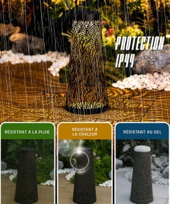 Borne Solaire Conique 65CM - Éclairage Jardin Allée Terrasse - Motif Lumineux Projeté - Groupe DDC