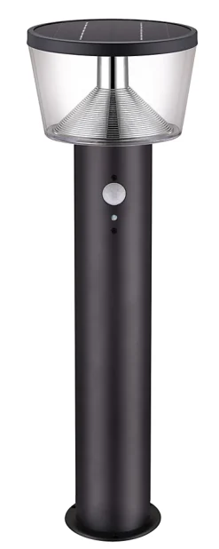 Borne solaire en acier 600 lumens, avec détecteur de mouvements
