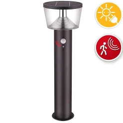 Borne solaire en acier 600 lumens, avec détecteur de mouvements