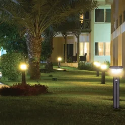 Borne solaire en acier 600 lumens, avec détecteur de mouvements