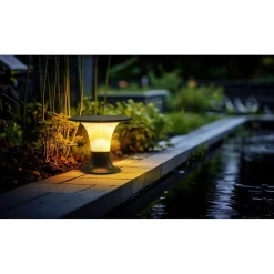 Borne Solaire Extérieur 360 avec Détecteur de Mouvement, 10W 900LM CCT IP65 Etanche pour Jardin, Patio, Garage