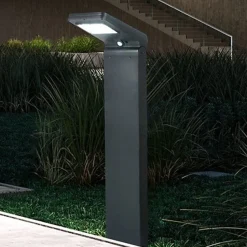 Borne Solaire LED Jardin 80 cm 300 Lumens Détecteur de Mouvement et Capteur Crépusculaire