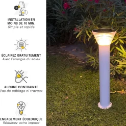 Borne Solaire Ronde Blanche 80CM - Pour Cour, Terrasse, Allée - Groupe DDC