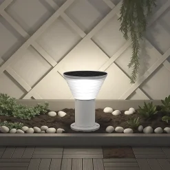 Borne Solaire Ronde Blanche 30CM - Pour Cour, Terrasse, Allée - Groupe DDC