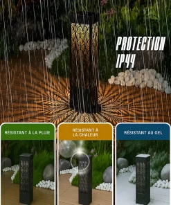 Borne/Applique Solaire Carrée 38CM - Éclairage Jardin Allée Terrasse - Motif Lumineux Projeté - Groupe DDC