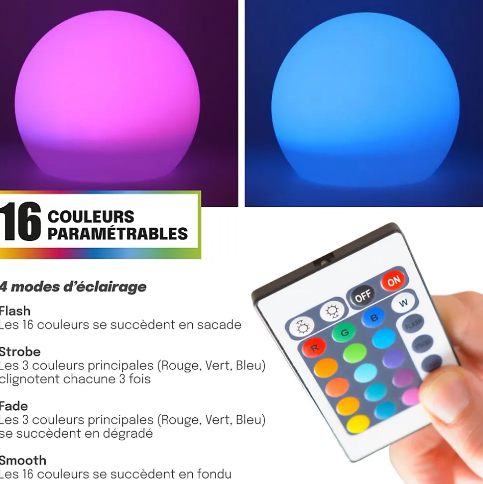 Boule Solaire Multicolore D40CM pour Jardin ou Piscine - 16 Couleurs - Groupe DDC